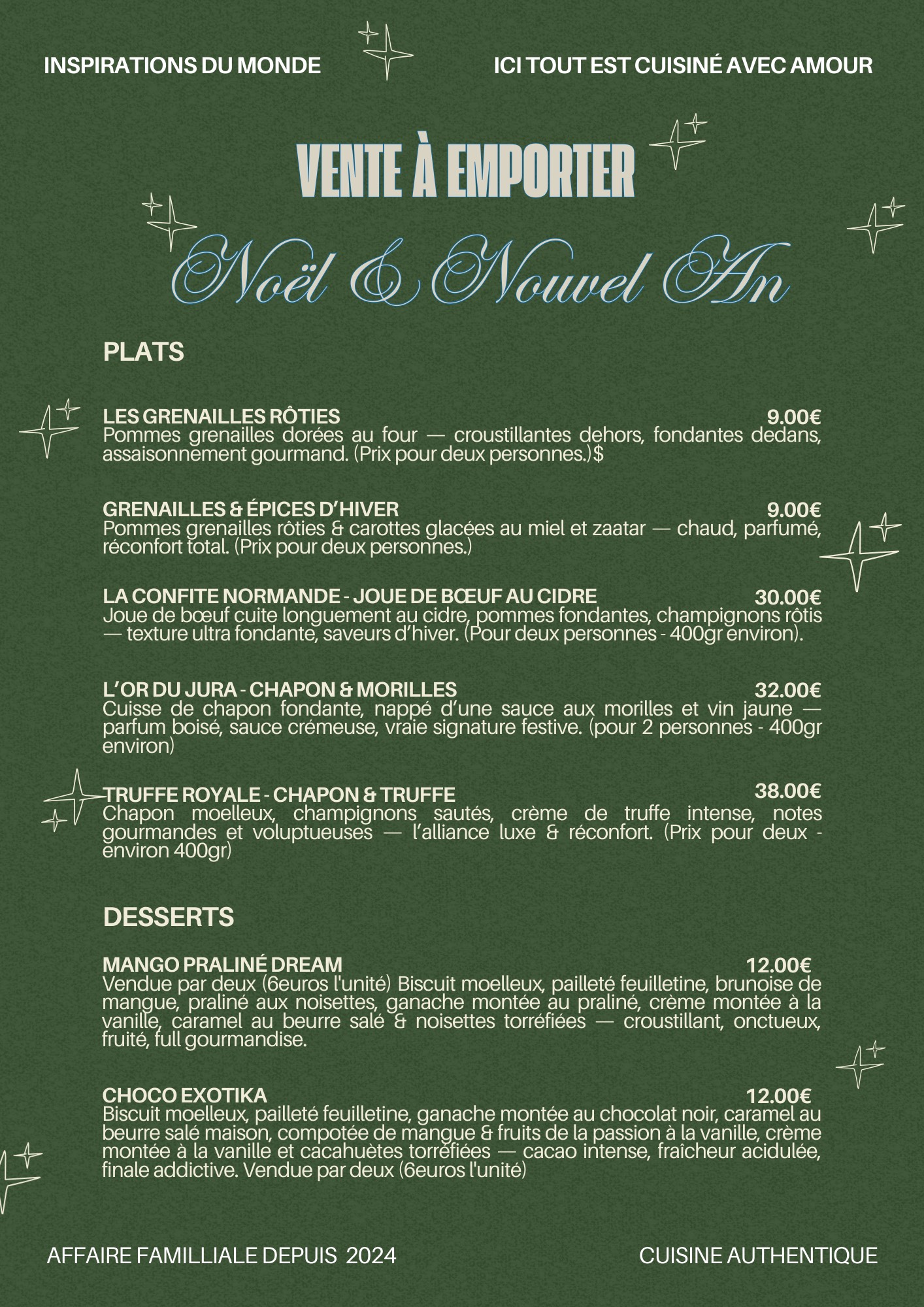 Menu Noël & Nouvel An
